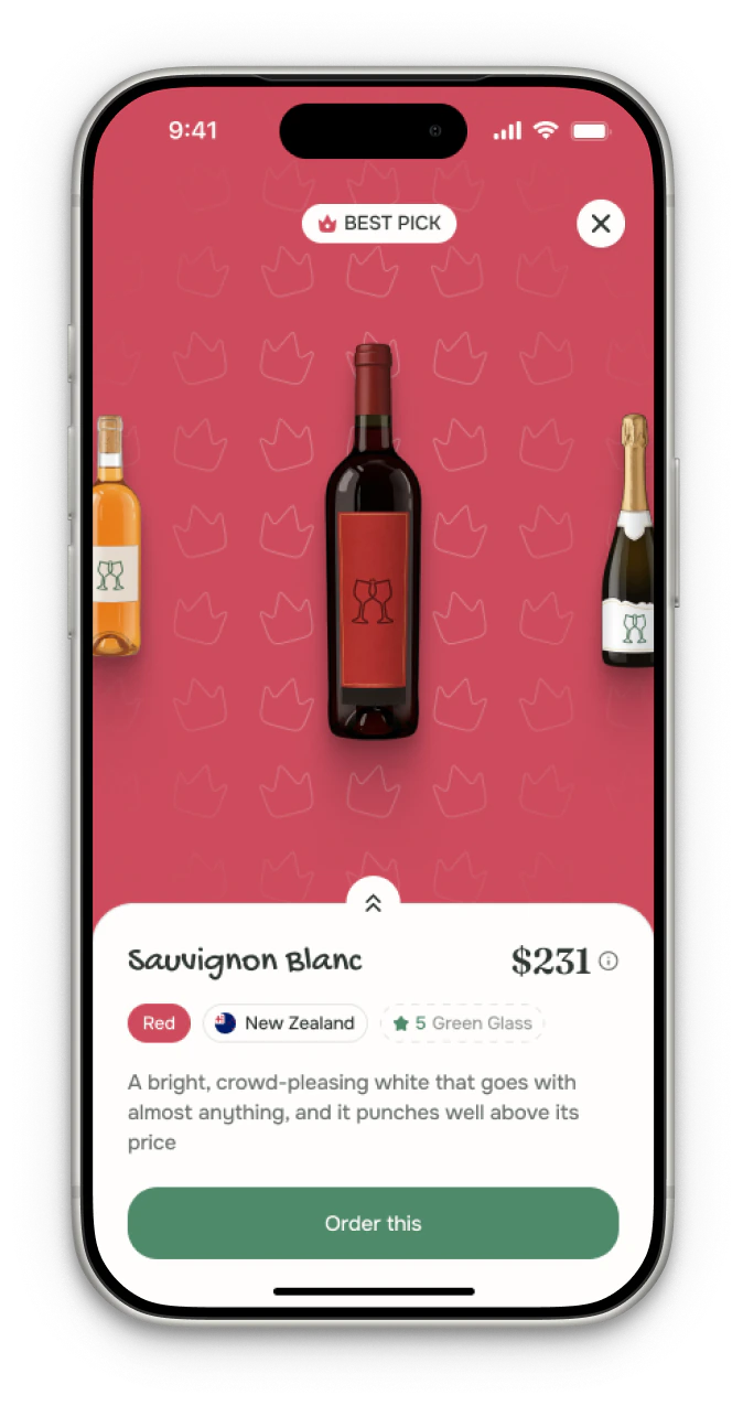 Green Glass app: the best pick from a wine list