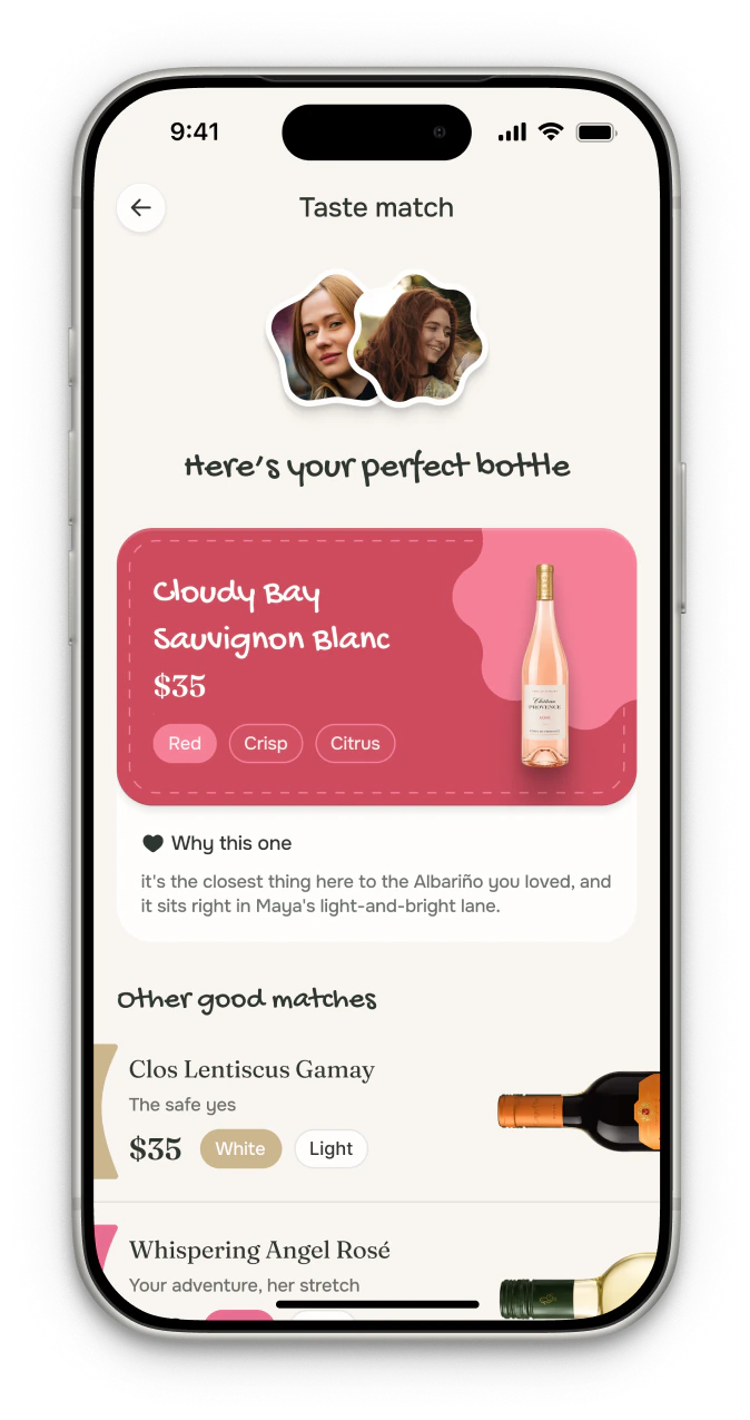 Green Glass app: taste match for the table